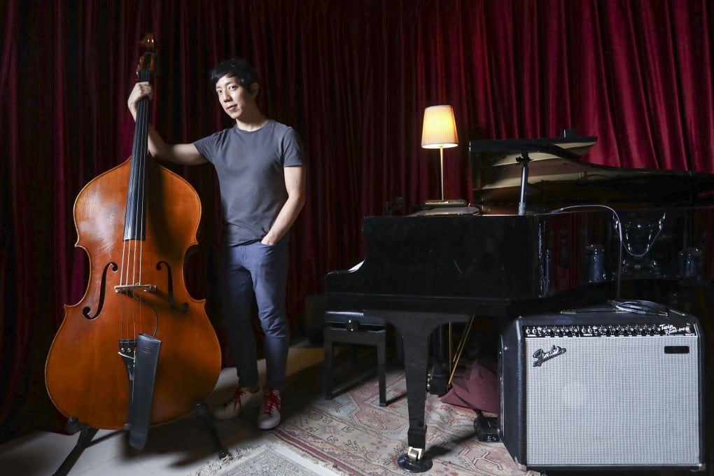 Jazz musician and double bassist Justin Siu at his studio in Sai Wan. Photo: Jonathan Wong