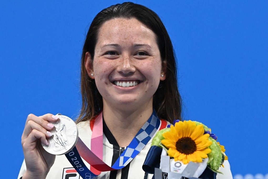 Hong Kong’s Siobhan Haughey with her silver medal after the final of the women’s 100m freestyle at the Tokyo 2020 Olympic Games. Photo: AFP