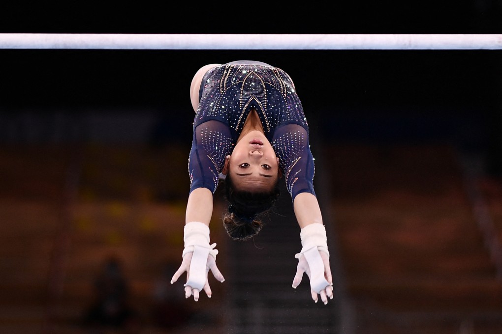 USA’s Sunisa Lee competes in the artistic gymnastics women’s uneven bars final at Tokyo 2020 Olympics. Photo: AFP