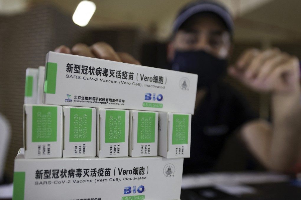 Boxes of Sinopharm vaccine seen during a vaccination drive at the Guru Nanak Darbar Gurudwara (Sikh temple) in Dubai on February 28. Photo: AFP