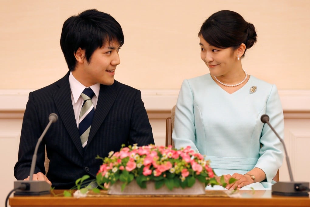 Princess Mako and Kei Komuro during the September 2017 press conference to announce their engagement. Photo: Reuters