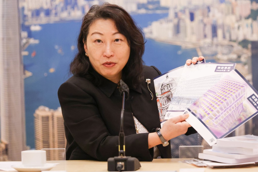 Secretary for Justice Teresa Cheng meets the press on Tuesday after her trip to Beijing. Photo: May Tse