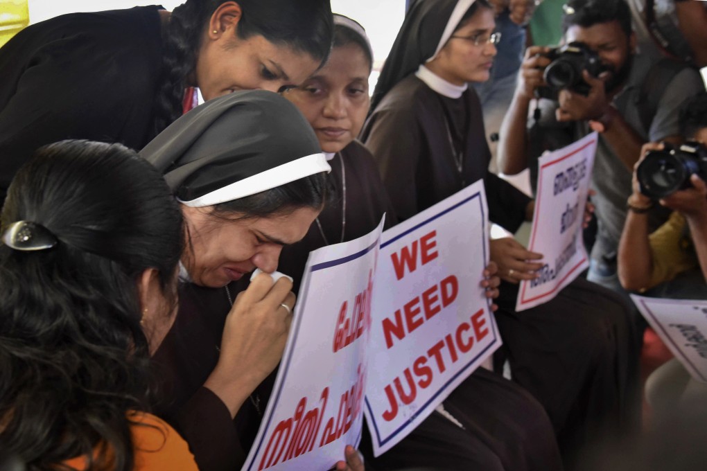 Catholic nuns take part in a sit-in protest in India’s Kerala state demanding the arrest of a bishop who was accused of rape in 2018. Photo: AP