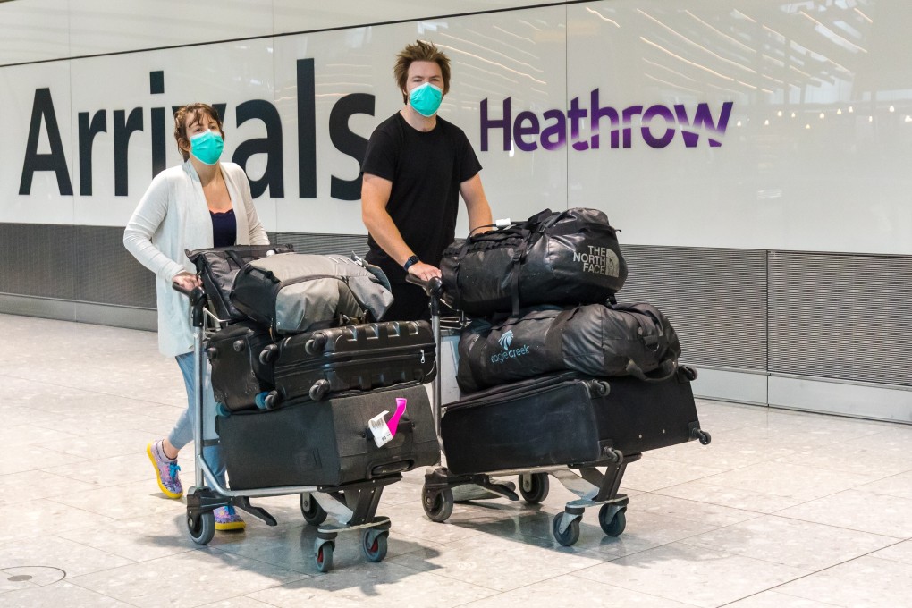 Passengers arrive at London’s Heathrow Airport on Monday. Photo: EPA-EFE