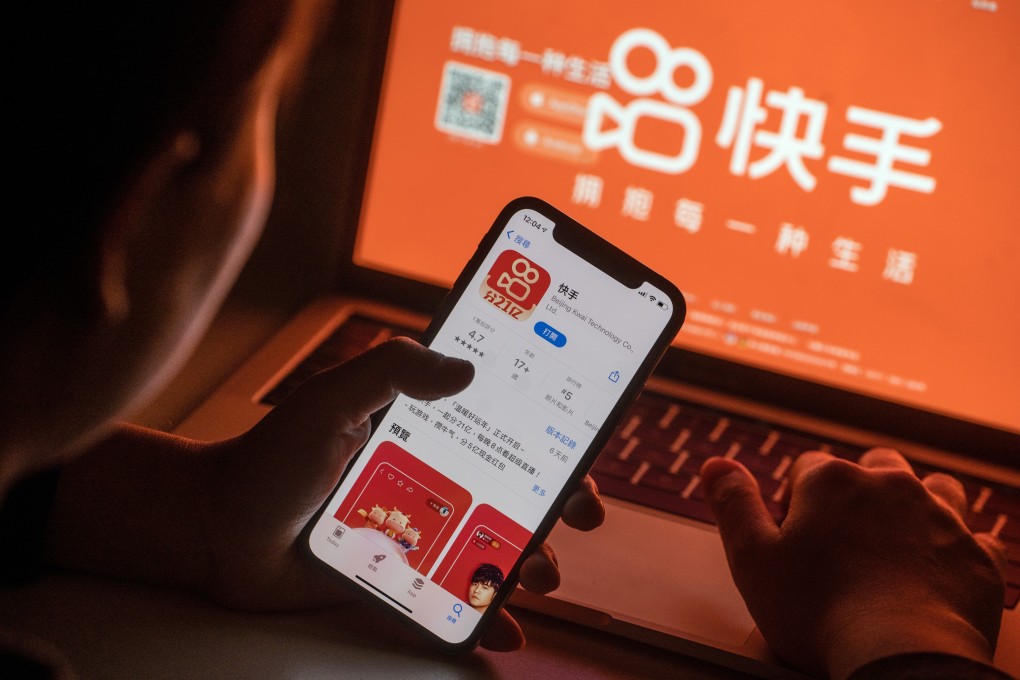 The Kuaishou app is seen on a smartphone in this arranged picture taken Feb. 2, 2021. Photo: Bloomberg