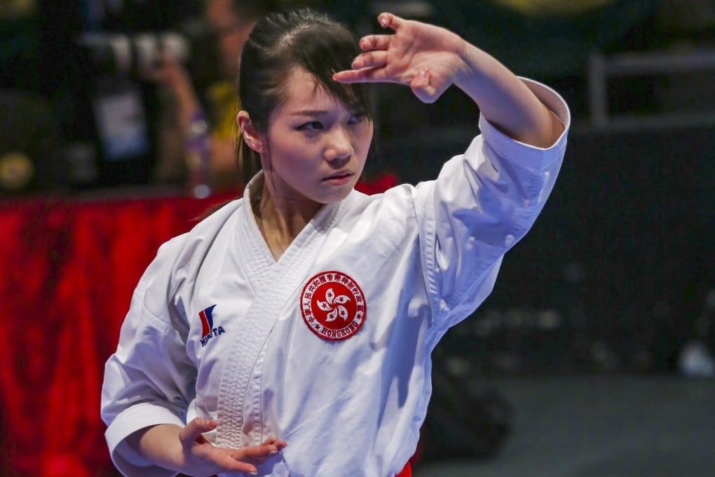 Hong Kong competitor Grace Lau Mo-sheung in the women’s individual kata at the 2019 East Asian Karate Championships in Hong Kong. Jonathan Wong
