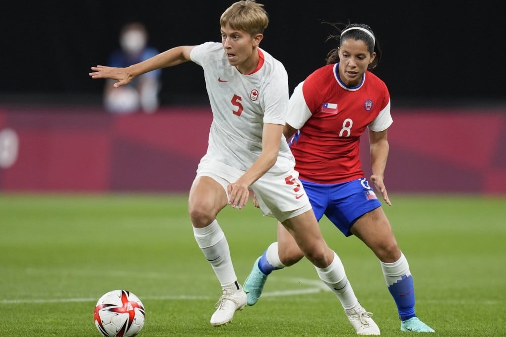 Quinn helping take Canada into the gold-medal match at the Tokyo Olympics. Photo: AP