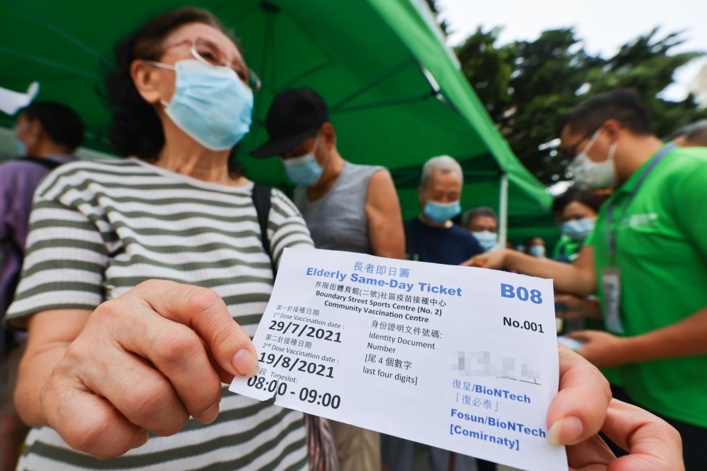 Those aged 70 or above in Hong Kong can get vaccinated from Thursday without making an appointment. Photo: Dickson Lee