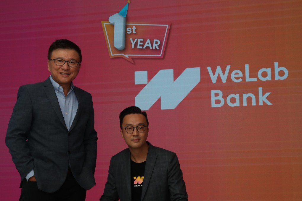Chan Ka-keung, the chairman of WeLab Bank, and Tat Lee, its CEO, say wealth management will be the virtual lender’s next development focus. Photo: Edmond So