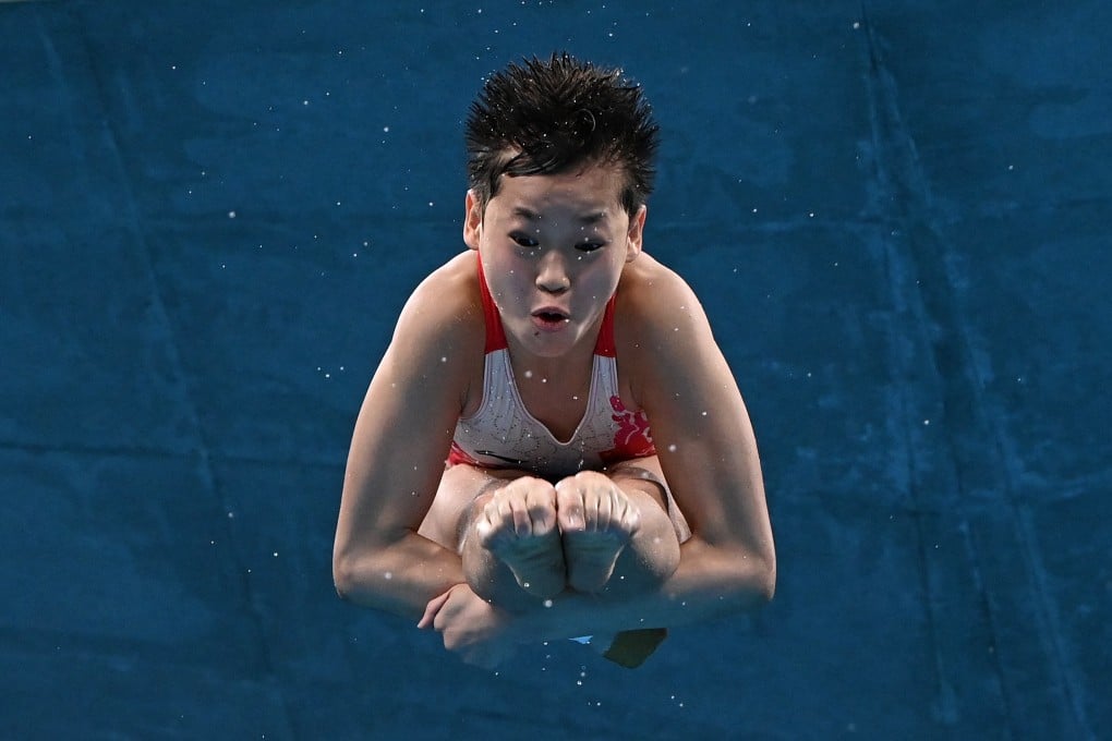 China's Quan Hongchan competes in the women's 10m platform diving final at the Tokyo 2020 Olympics. Photo: AFP