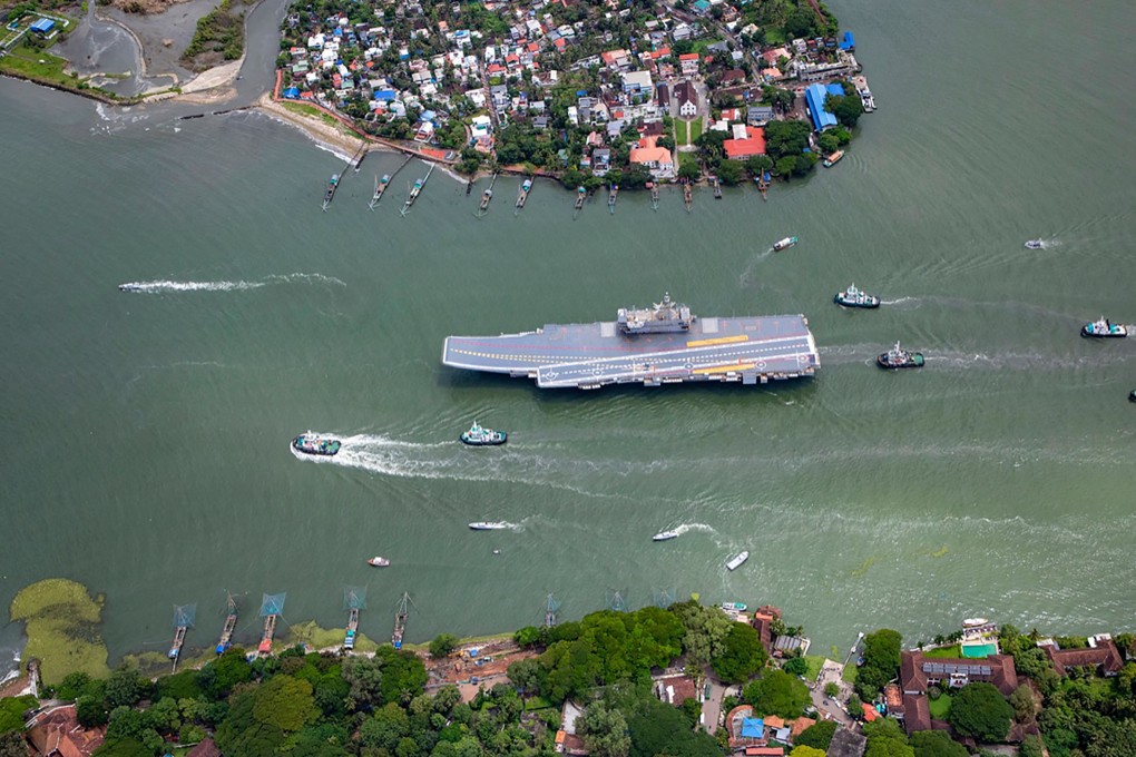 India’s indigenous aircraft carrier INS Vikrant commences sea trials. Photo: AFP