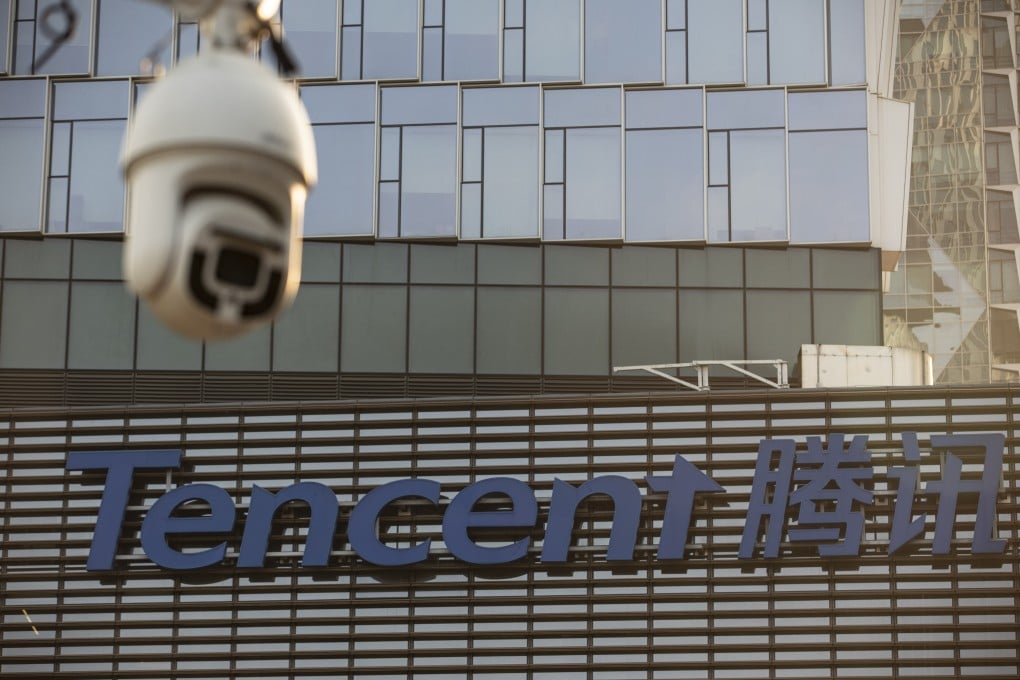 A surveillance camera seen outside the Tencent Holdings headquarters in Shenzhen, China, on Saturday, March 20, 2021. Photo: Bloomberg