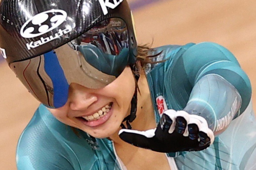 Sarah Lee celebrates after winning bronze in the women’s track cycling sprint finals at the Tokyo Olympics. Photo: Reuters
