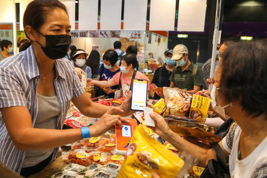 Numerous visitors to Saturday’s HK Brands and Products Shopping Expo were spotted making purchases with their e-vouchers. Photo: Winson Wong