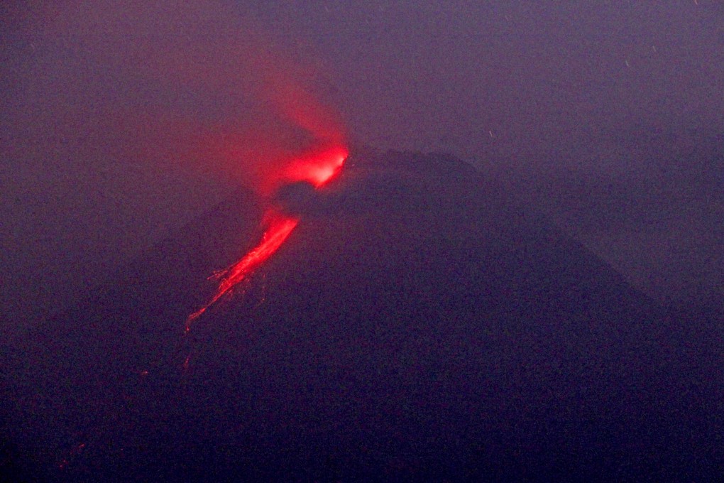 Hot lava runs down from the crater of Mount Merapi, in Sleman, Yogyakarta, Indonesia, on Monday. Photo: AP