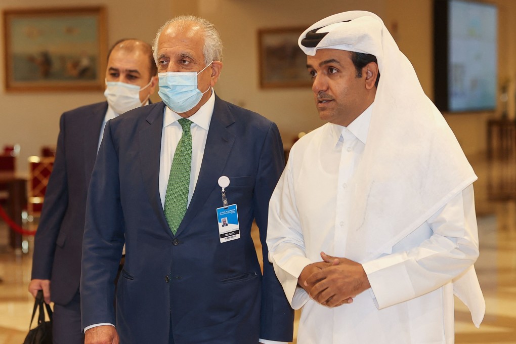 US special envoy for Afghanistan Zalmay Khalilzad and Qatar’s envoy on counterterrorism Mutlaq al-Qahtani. Photo: AFP