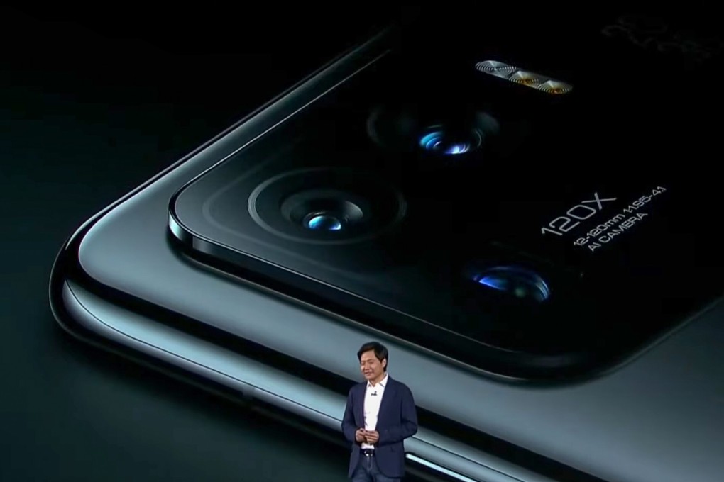 Xiaomi founder and CEO Lei Jun attends a launch ceremony of the flagship Mi 11 Ultra in Beijing on March 29 March. The company has been pushing into high-end devices in recent years and aims to become the top smartphone brand in the world within three years. Photo: Xiaomi