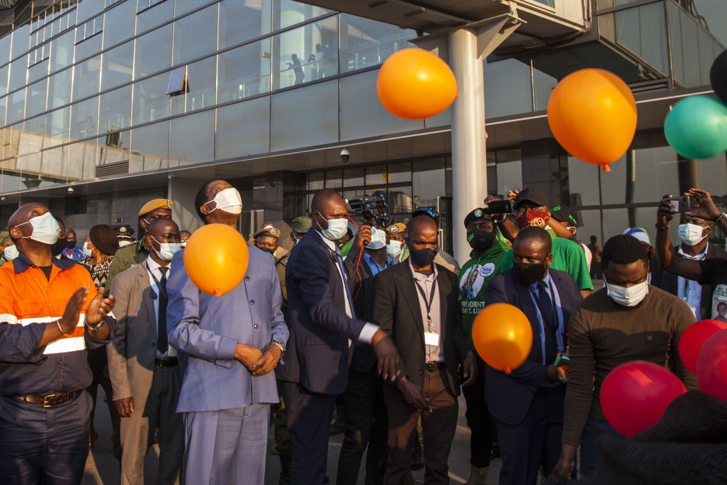 Zambia’s President Edgar Lungu releases balloons as he commissions the new Simon Mwansa Kapwepwe International Airport in Ndola on August 5. Photo: Xinhua
