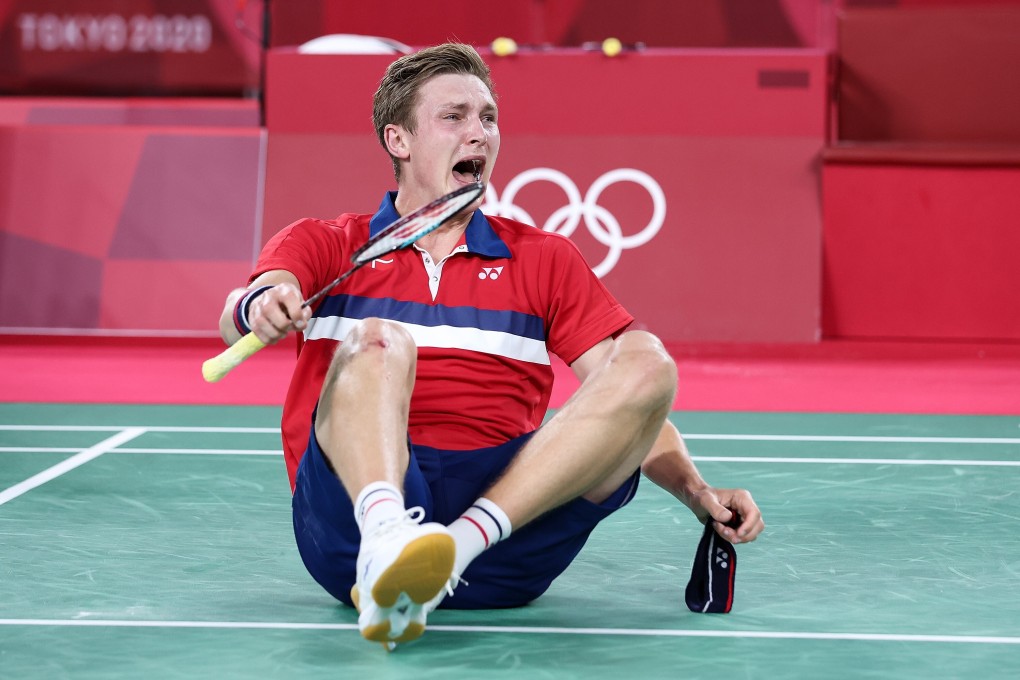 Viktor Axelsen of Team Denmark celebrates after winning the men’s singles gold medal at the Tokyo 2020 Olympic Games. Photo: Getty Images