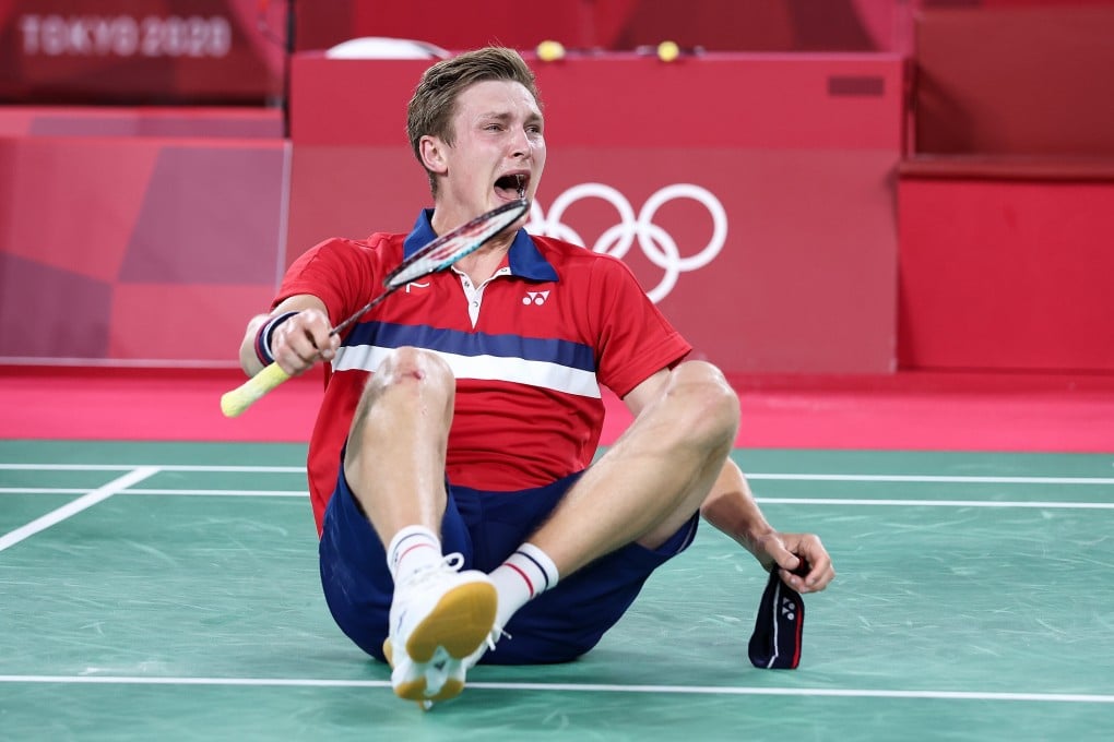 Viktor Axelsen of Team Denmark celebrates after winning the men’s singles gold medal at the Tokyo 2020 Olympic Games. Photo: Getty Images