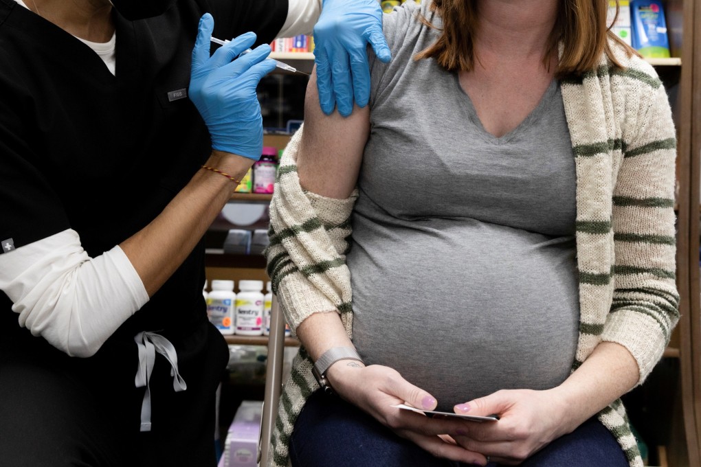 A pregnant woman receives a Covid-19 vaccine in Pennsylvania, US. File photo: Reuters