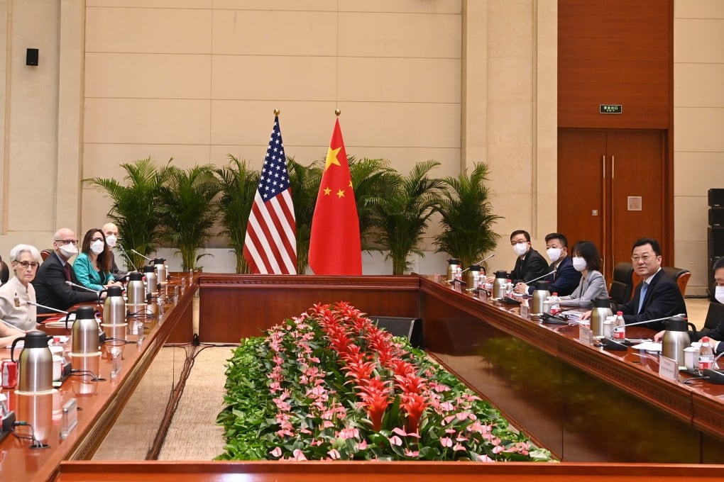 Friday’s meeting built on talks US Deputy Secretary of State Wendy Sherman (left) took part in last month in Tianjin. Photo: Xinhua