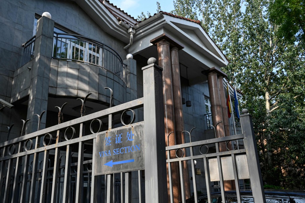 The Lithuanian embassy in Beijing on Tuesday. Photo: AFP