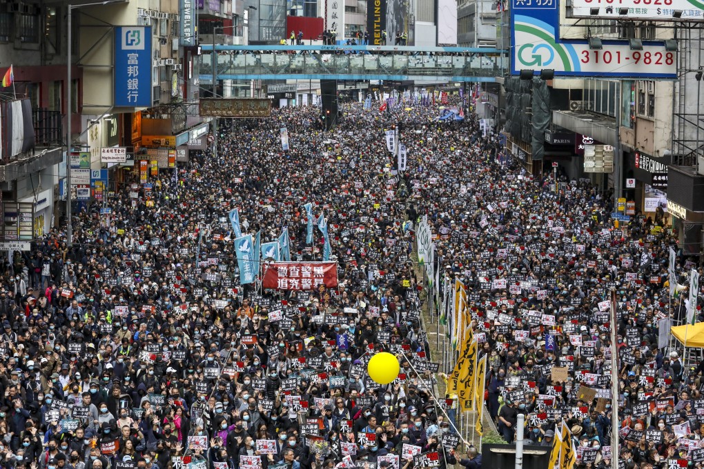 Anti-government protesters hit the streets on New Year’s Day in 2020 in a march organised by the Civil Human Rights Front. Photo: Nora Tam