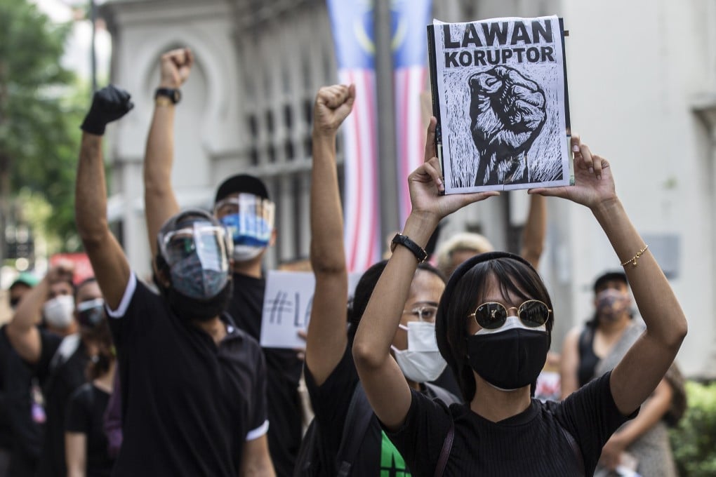 Protesters call for the Malaysian PM to step down in a rally in Kuala Lumpur. Photo: EPA-EFE