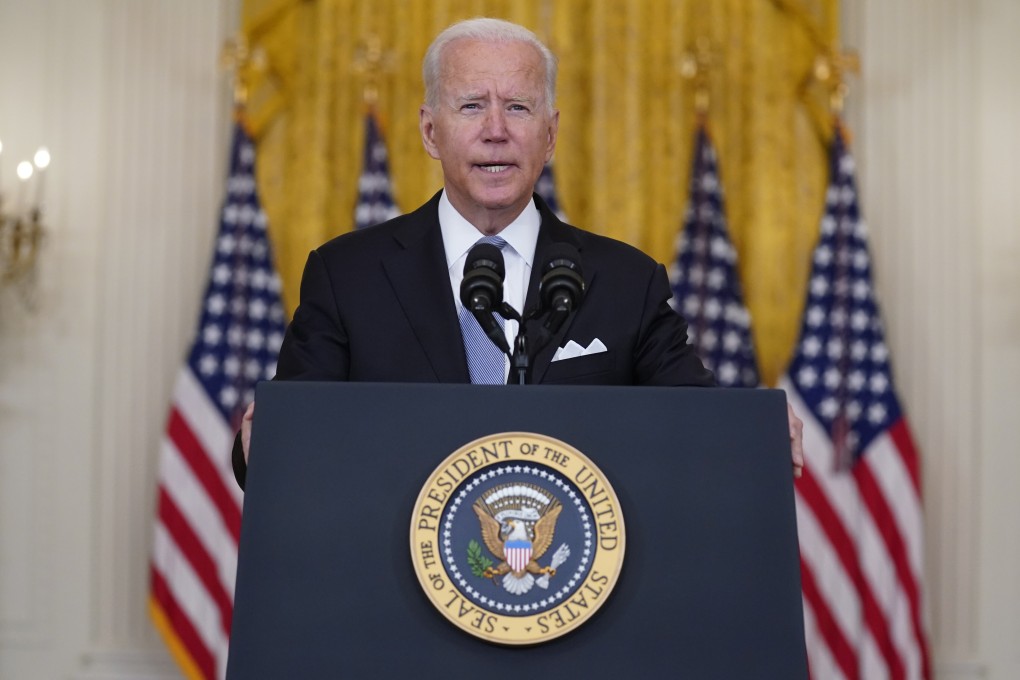 US President Joe Biden speaks about the situation in Afghanistan from the East Room of the White House on Monday. Photo: AP