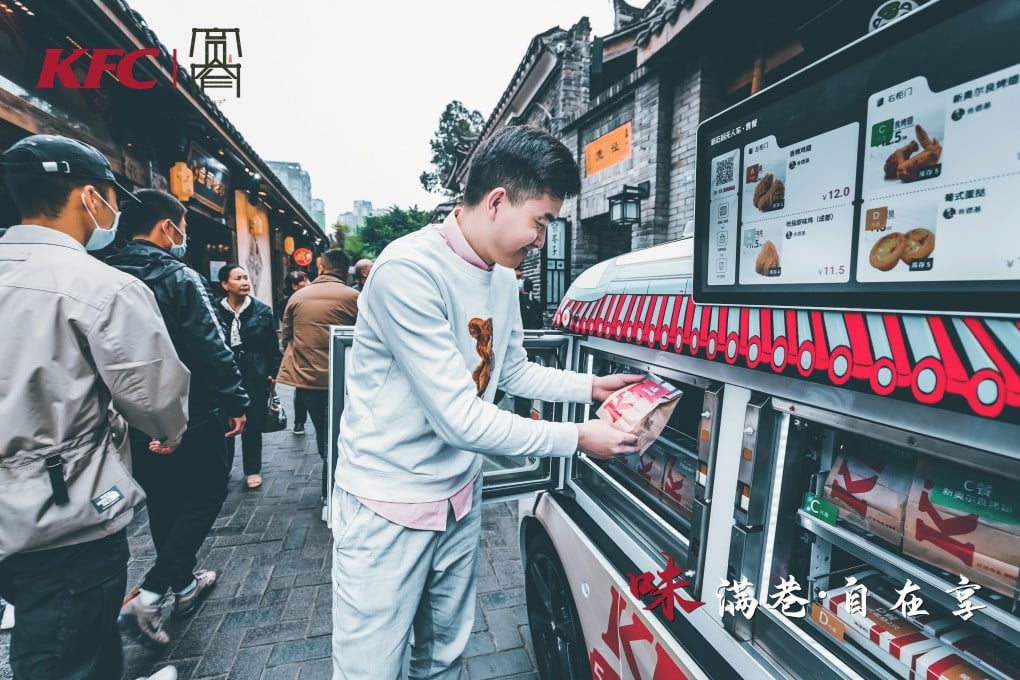 A customer orders food from a KFC vehicle developed by Neolix in Chengdu, Sichuan province. Photo: Handout