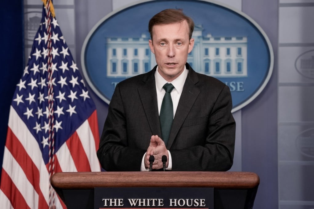 Jake Sullivan, the US national security adviser, during a briefing at the White House on Tuesday. Photo: UPI/Bloomberg