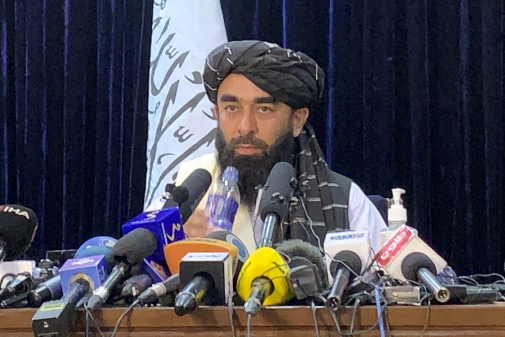 Taliban spokesman Zabihullah Mujahid speaks at his first news conference in Kabul on Tuesday. Photo: AP