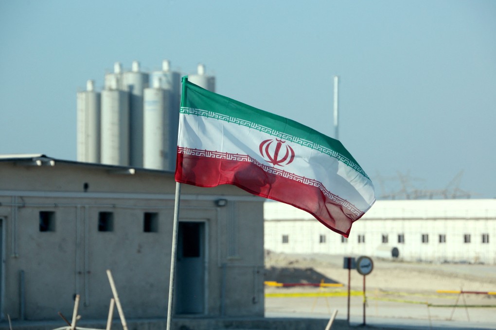 An Iranian flag is seen at the Bushehr nuclear power plant in November 2019. Photo: AFP