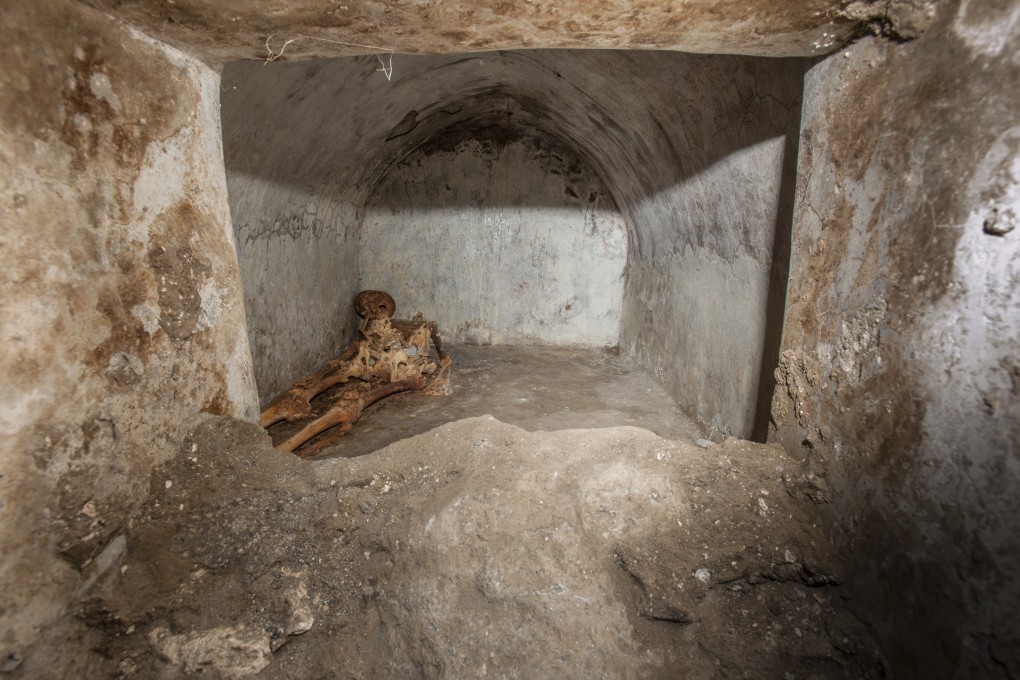 The bones were found in a tomb in the necropolis of Porta Sarno, an area not yet open to the public. Photo: AP