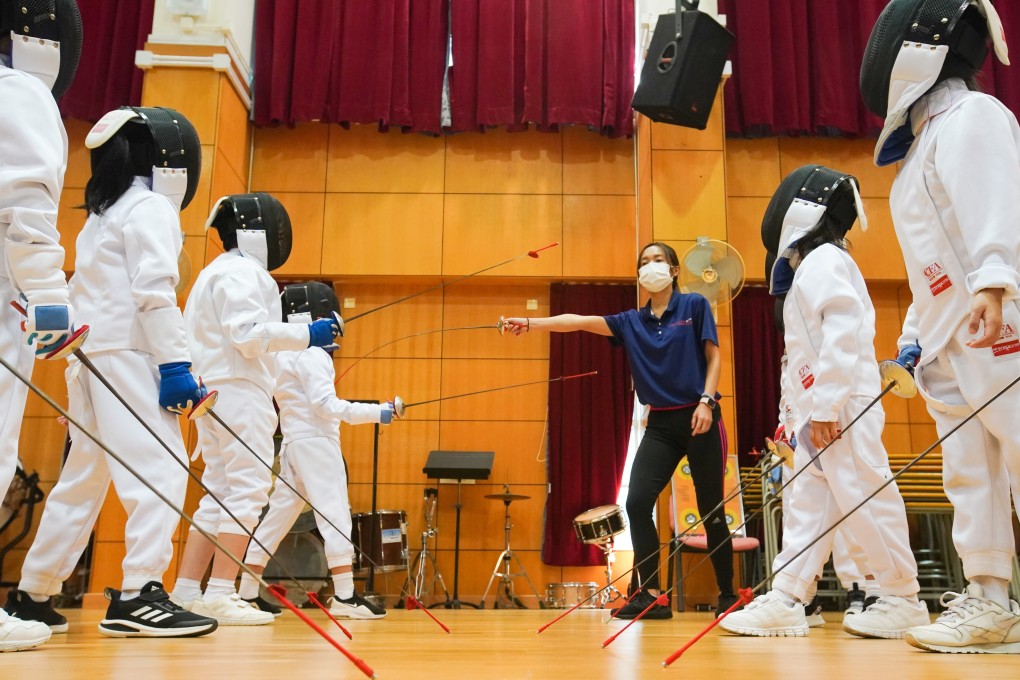 Pupils during a fencing session at Po Leung Kuk Riverain Primary School. Photo: Felix Wong