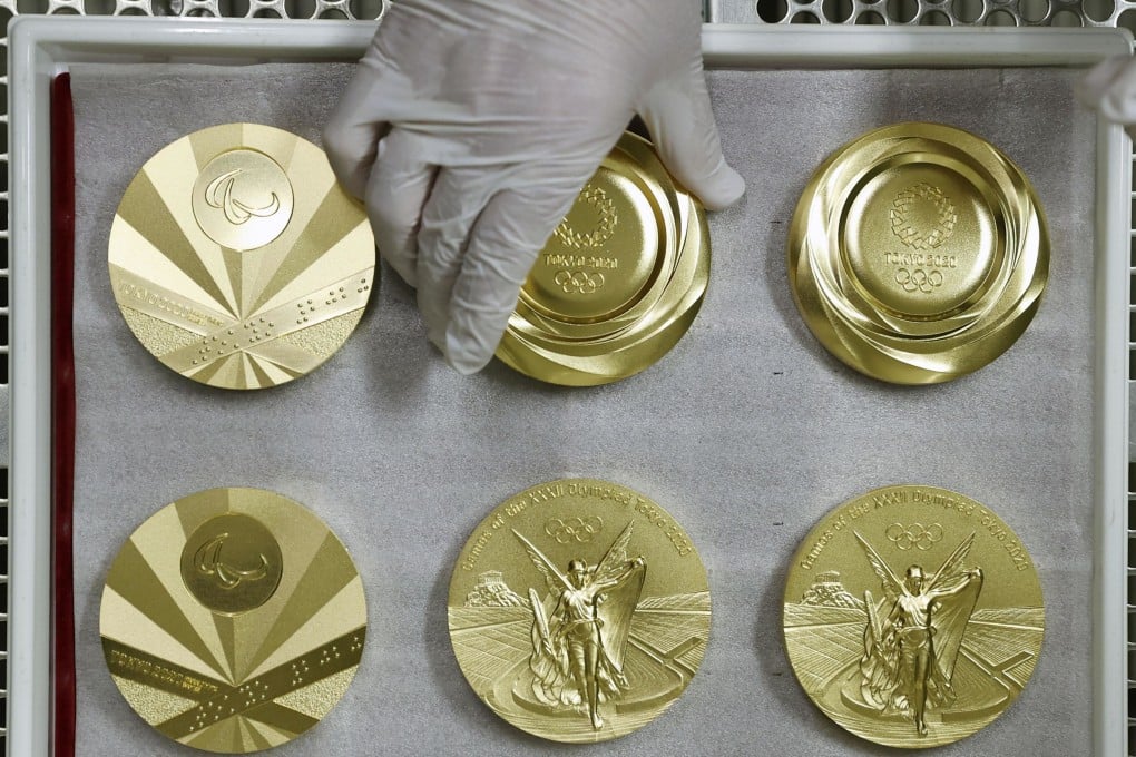 Gold medals for the 2020 Tokyo Olympics and Paralympics being manufactured at the Japan Mint in Osaka. Photo: Kyodo