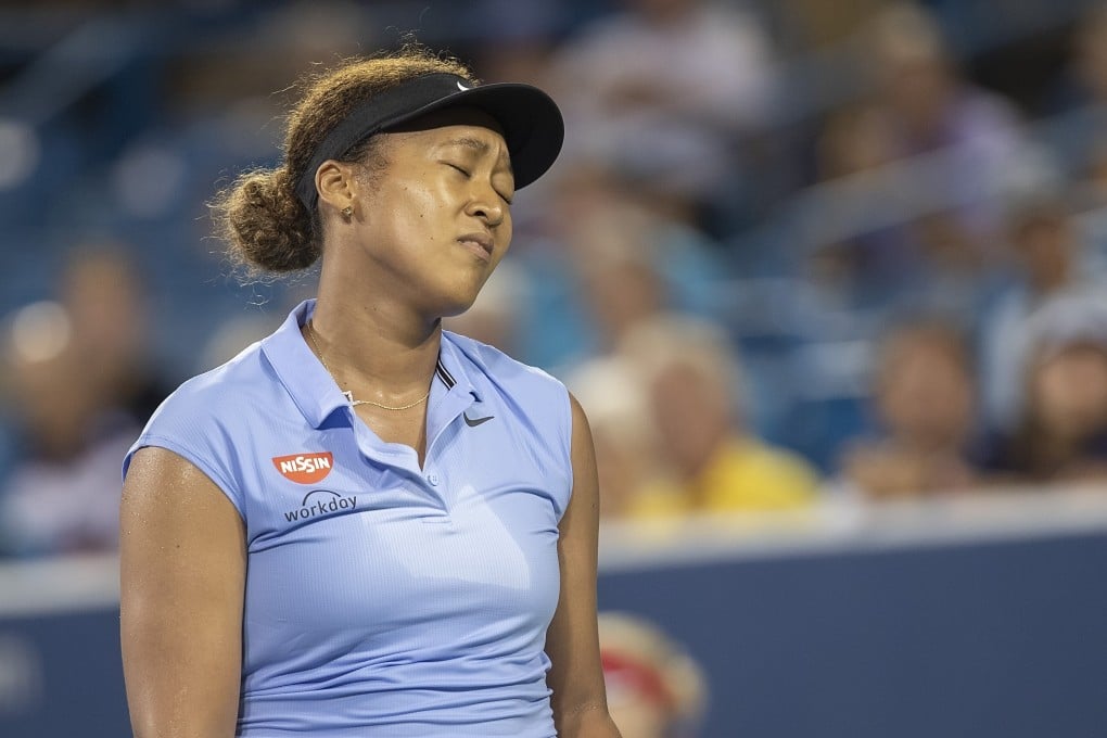 Naomi Osaka of Japan reacts during her match against Jil Teichmann of Switzerland during the Western and Southern Open at the Lindner Family Tennis Center in Mason, Ohio. Photos: USA Today Sports