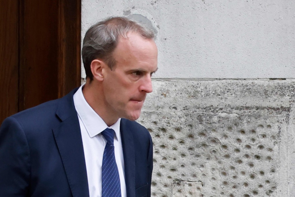 Britain’s Foreign Secretary Dominic Raab in London on Saturday. Photo: AFP