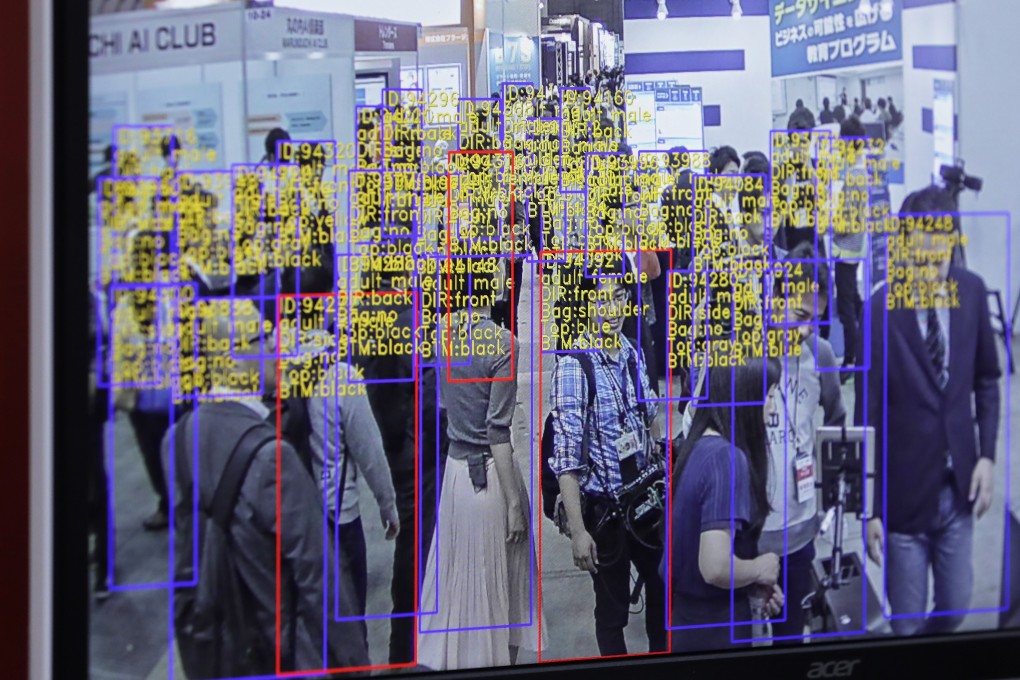 SenseTime’s object detection and tracking technology on display at the Artificial Intelligence Exhibition & Conference in Tokyo on Wednesday, April 4, 2018. Photo: Bloomberg