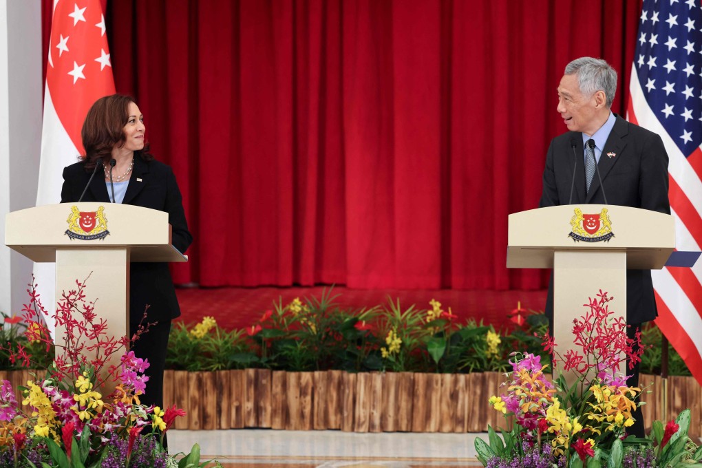 US Vice-President Kamala Harris and Singapore’s Prime Minister Lee Hsien Loong hold a joint news conference in Singapore. Photo: AFP