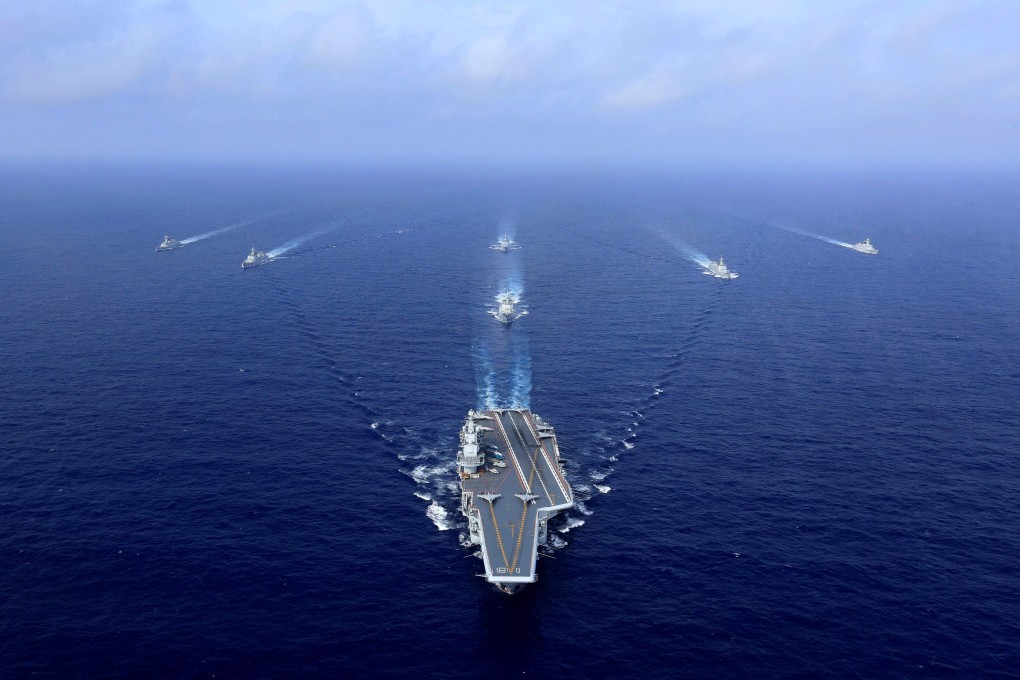The Liaoning aircraft carrier sails during a drill in 2018. The PLA is conducting live ammunition training in the South China Sea, Yellow Sea and Bohai Strait until Thursday. Photo: AFP