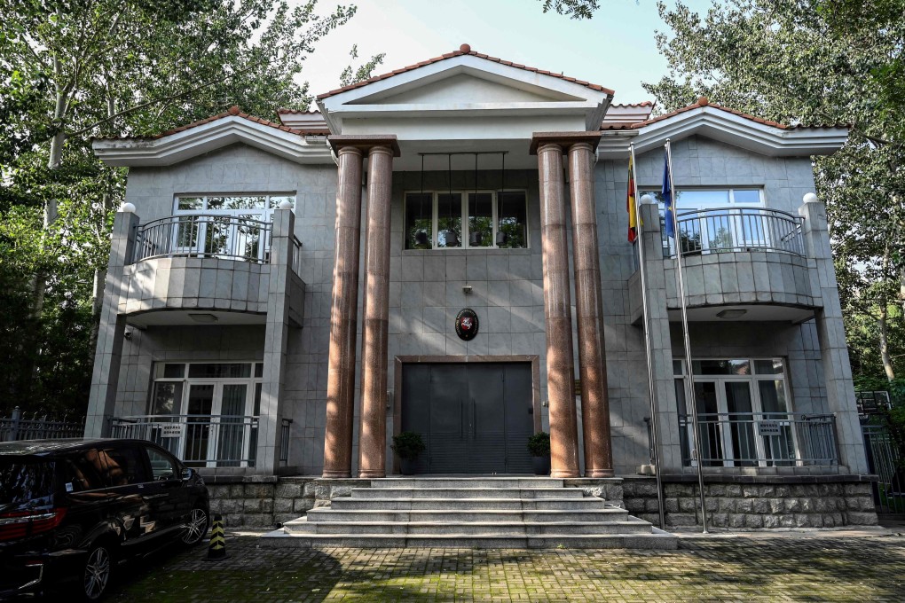 The Lithuanian Embassy in Beijing. China demanded Lithuania recall its ambassador after Vilnius allowed Taiwan to set up an office under its own name. Photo: AFP