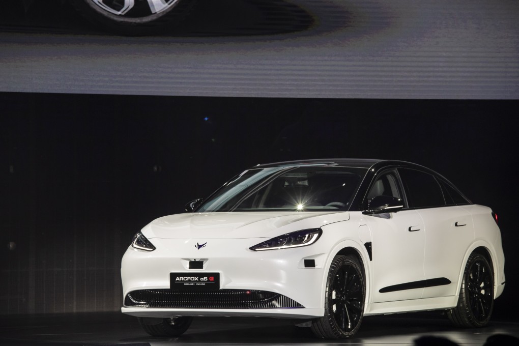The Arcfox Alpha-S electric sedan, manufactured by BAIC Group's BAIC Motor Electric Vehicle Co and equipped with Huawei's HI smart car platform, during an unveiling event in Shanghai on April 17, 2021. Photo: Bloomberg
