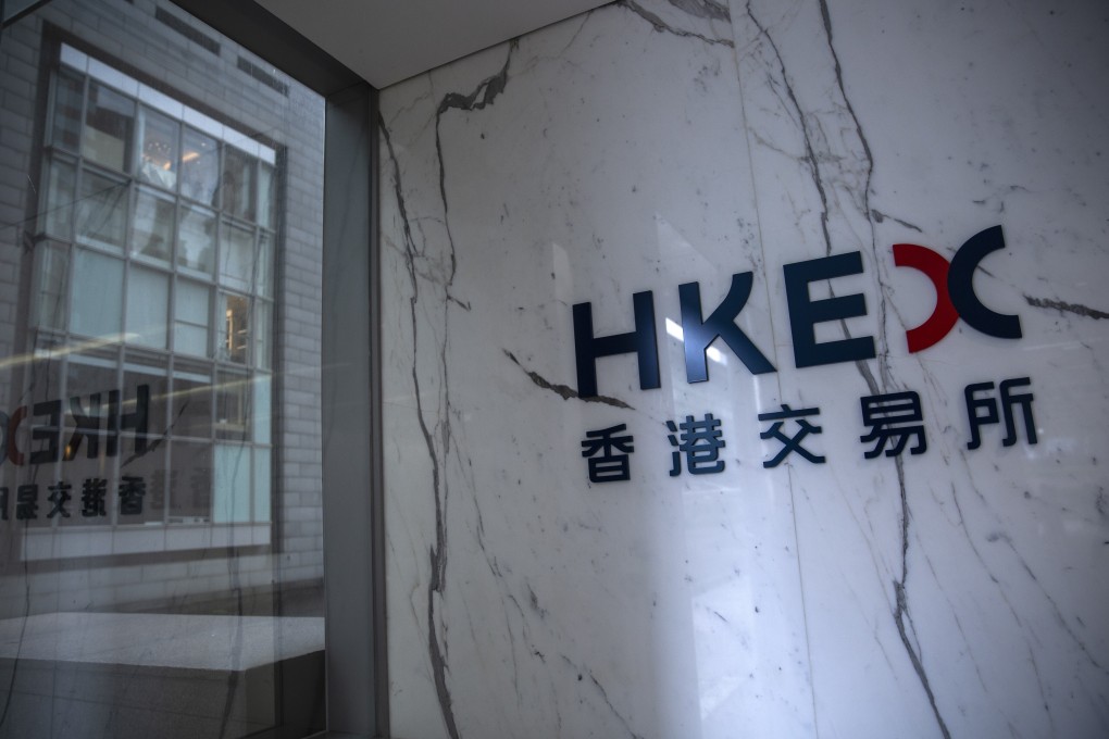 Signage for Hong Kong Exchanges & Clearing is displayed at the Exchange Square complex in Hong Kong. Photo: Bloomberg