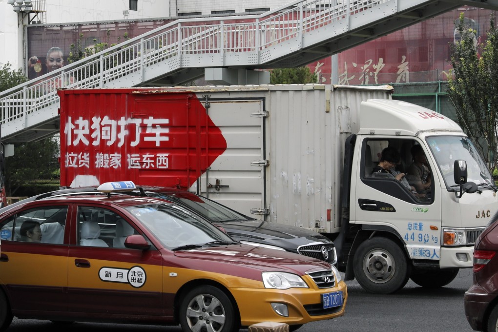 A truck with the Kuaigou Dache logo in Beijing. 58 Freight, the operator of Kuaigou Dache and GoGoX, has filed to go public in Hong Kong. Photo: Simon Song
