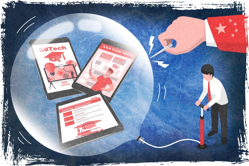 China, it appears, is now on a similar track to reforming its education sector as South Korea was decades ago – aimed at easing the financial burden for parents. Illustration: SCMP/Kevin Wong