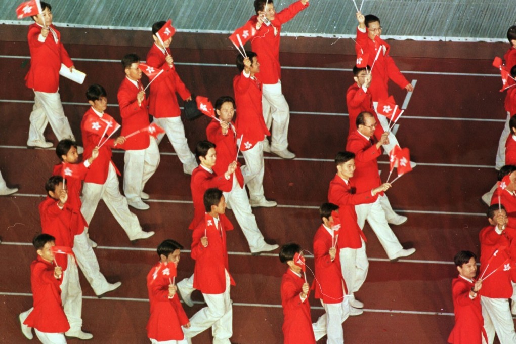 The Hong Kong delegation marches in at the 1997 China National Games opening ceremony, the first time the Special Administrative Region sent its team to the Games. Photo: SCMP