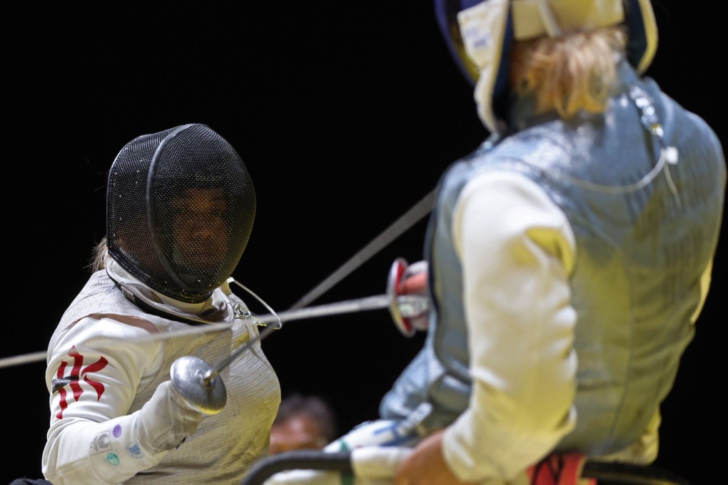 Hong Kong’s Chung Yuen-ping in action against Hungary in the team foil bronze medal match. Photo: Reuters