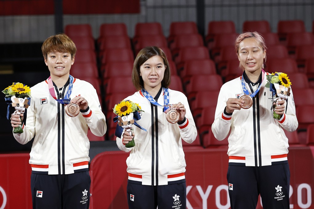 Hong Kong women’s table tennis team who won bronze at the Tokyo Olympics will not take part in the National Games in Xian in September. Photo: EPA-EFE